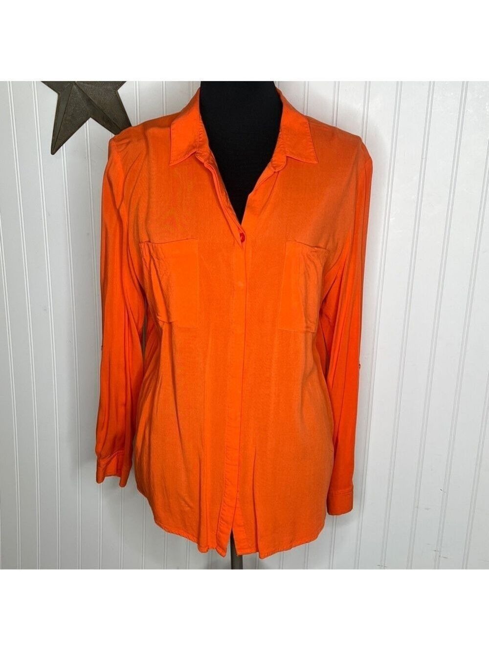 Long Sleeve Button Up Blouse Size Large